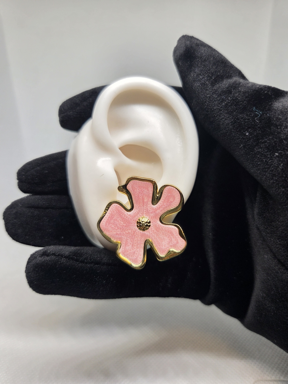 Pink Artist Enamel Stud Earrings In Stainless Steel